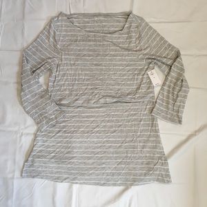 GAP Maternity Gray Striped Nursing Top M